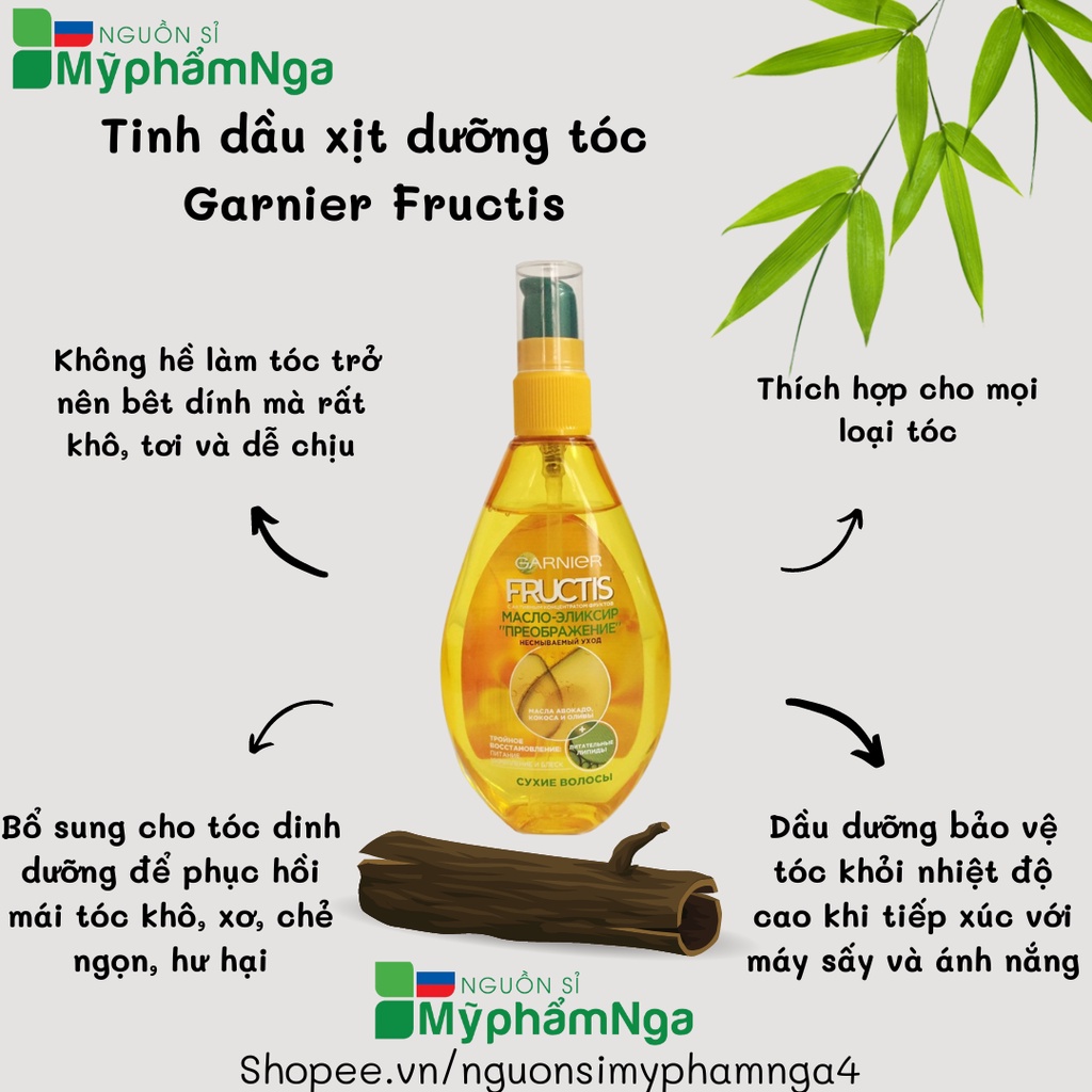 Tinhh dầu xịt dưỡng tóc Garnier Fructis siêu phục hồi mềm mượt tóc
