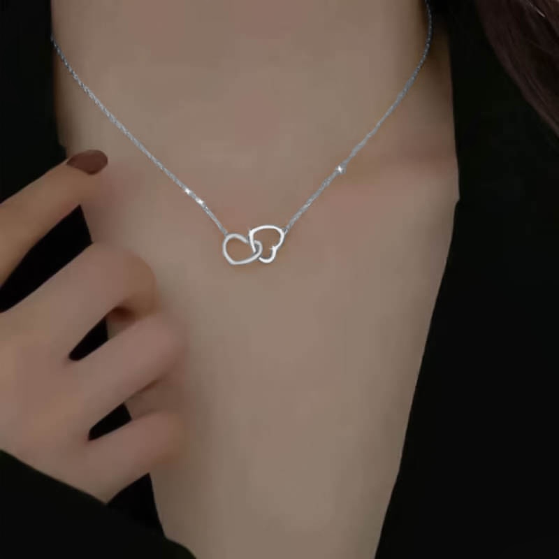 Vòng cổ Choker Mặt Trái Tim Đôi Đơn Giản Cho Nữ