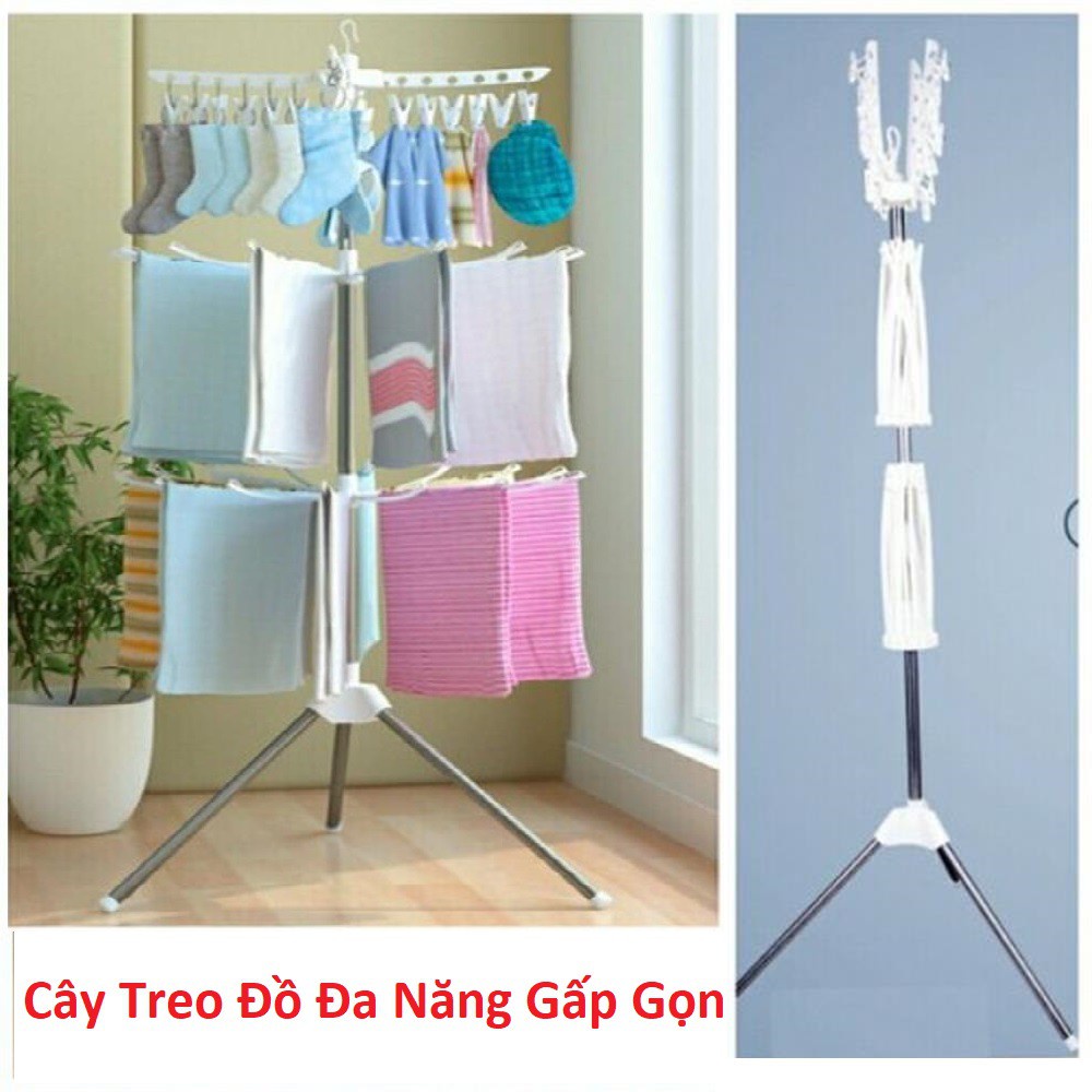 Cây Phơi Quần Áo khung Inox 3 Tầng Cho Bé Thông Minh