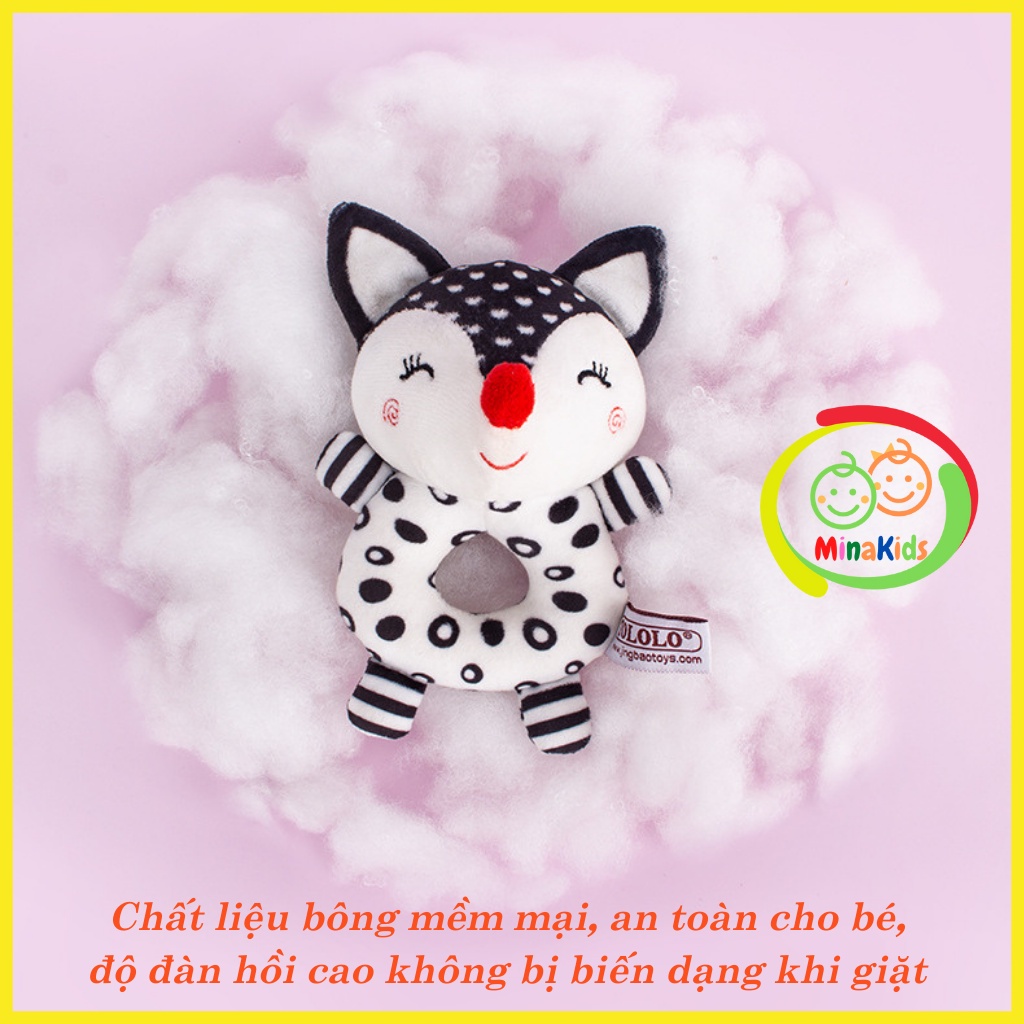 Đồ Chơi Lục Lạc Thú Bông Chút Chít Cho Bé Cầm Nắm Màu Sắc Đen Trắng Kích Thích Thị Giác TOLOLO TCT19