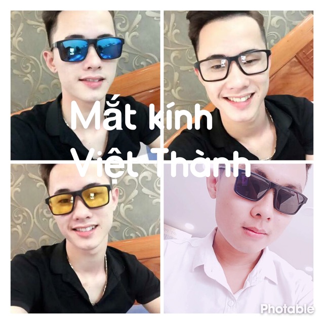 Kính 6 in 1 siêu bền dáng vuông lớn kính râm cận kính tháo tròng 5 in 1 258
