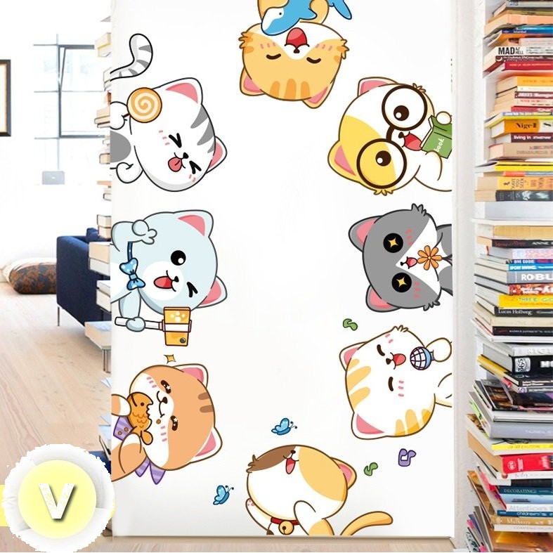 Decal dán tường Mèo vàng đáng yêu