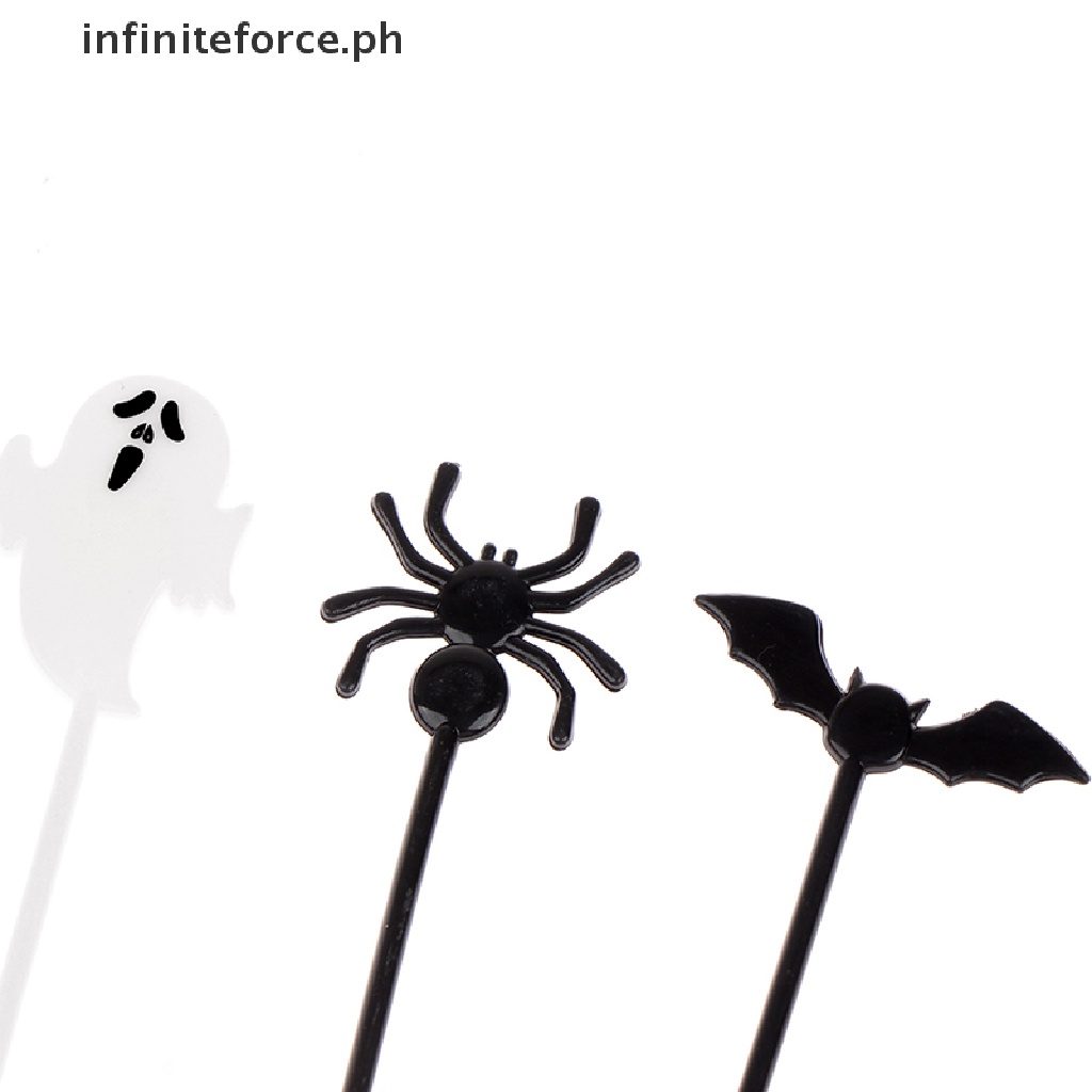 [IN]#Set 10 Nĩa Ăn Tráng Miệng Họa Tiết Hoạt Hình Phong Cách Halloween