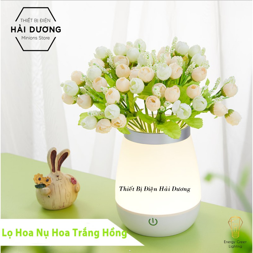 Lọ Hoa Cảm Ứng Có Đèn LED Phát Sáng - Trang Trí Căn Phòng - Tặng Kèm Hoa Màu Sắc Ngẫu Nhiên