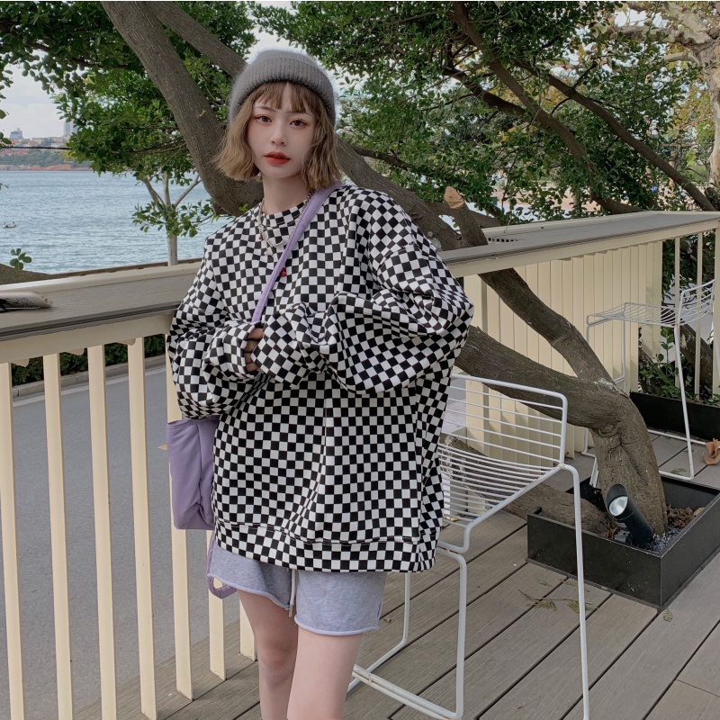 Đầm Thun Tay Dài Cổ Tròn Họa Tiết Kẻ Sọc Thời Trang Thu Đông Dành Cho Nữ