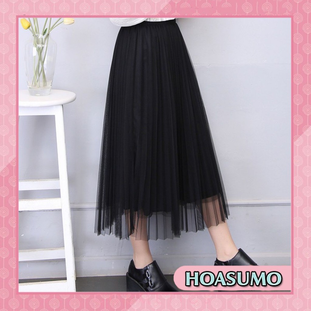 Chân váy dập ly voan dài tiểu thư(freesize)