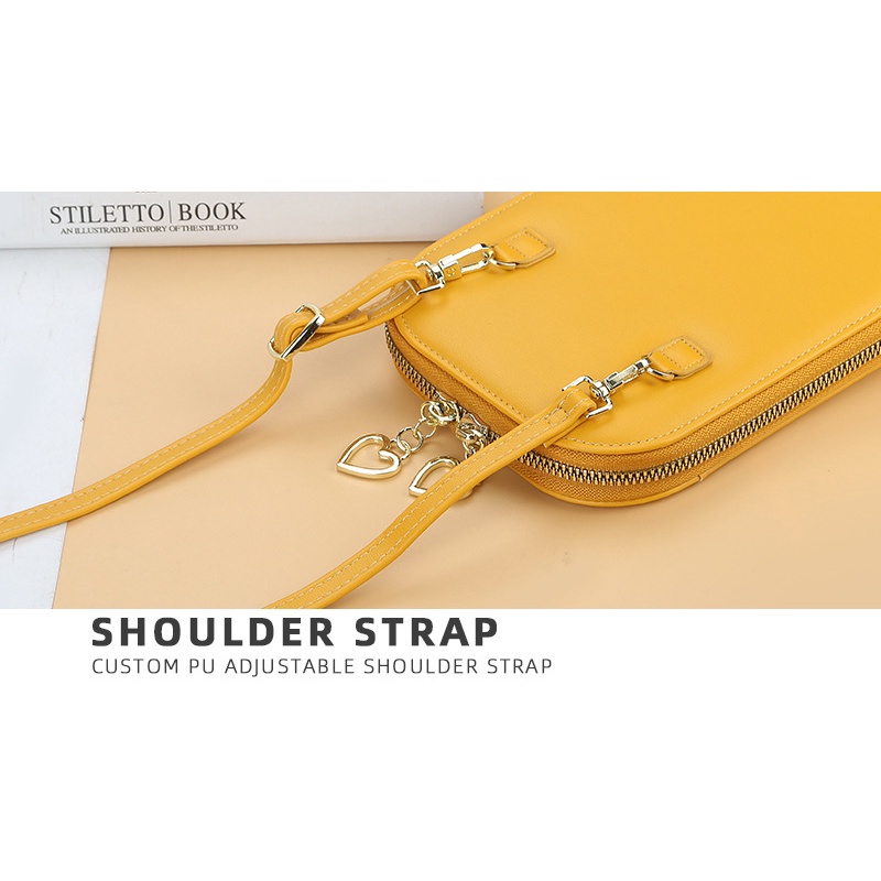 Túi đeo chéo đựng điện thoại sức chứa lớn có khóa kéo màu kẹo phong cách Hàn Quốc cho nữ Baellerry