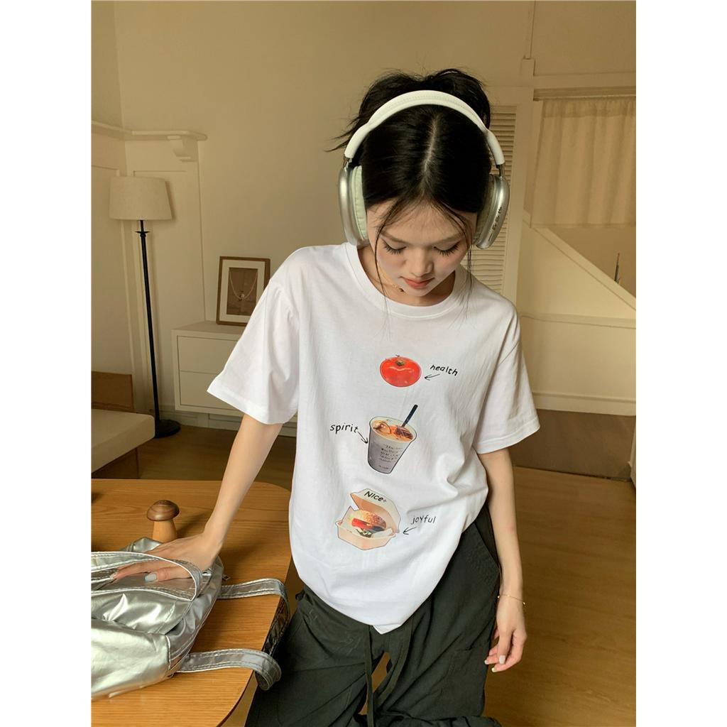 Áo Thun Cổ Tròn Ngắn Tay In Hình Vui Nhộn Phong Cách Mới 64052