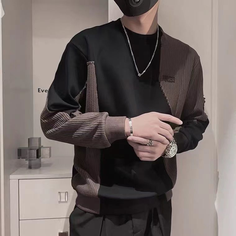 Áo Thun Tay Dài Cổ Tròn Họa Tiết Kẻ Sọc Đơn Giản Thời Trang Mùa Thu Cho Nam