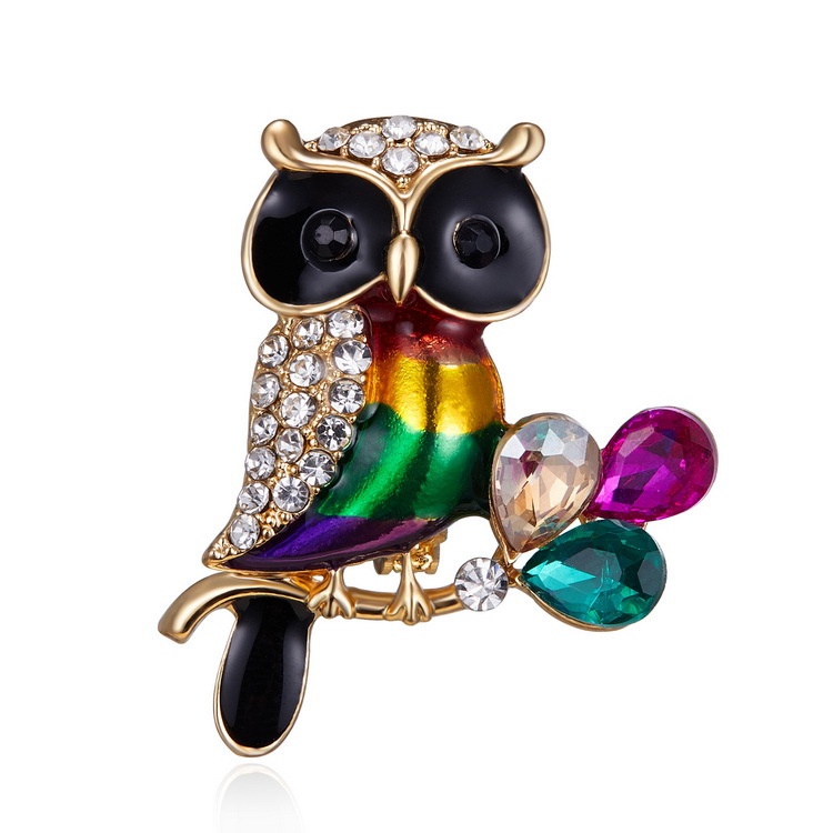 Ghim cài áo hình chim cú đính đá thời trang cho nữ