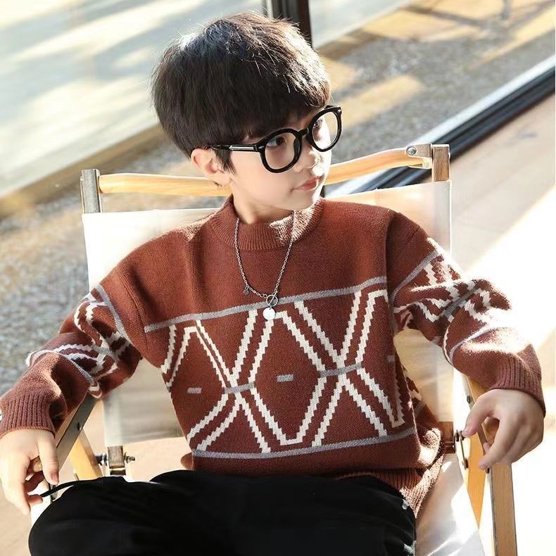 Áo Sweater Dệt Kim Cổ Tròn Thiết Kế Mới Thời Trang Mùa Thu Đông 2022 Dành Cho Bé Trai
