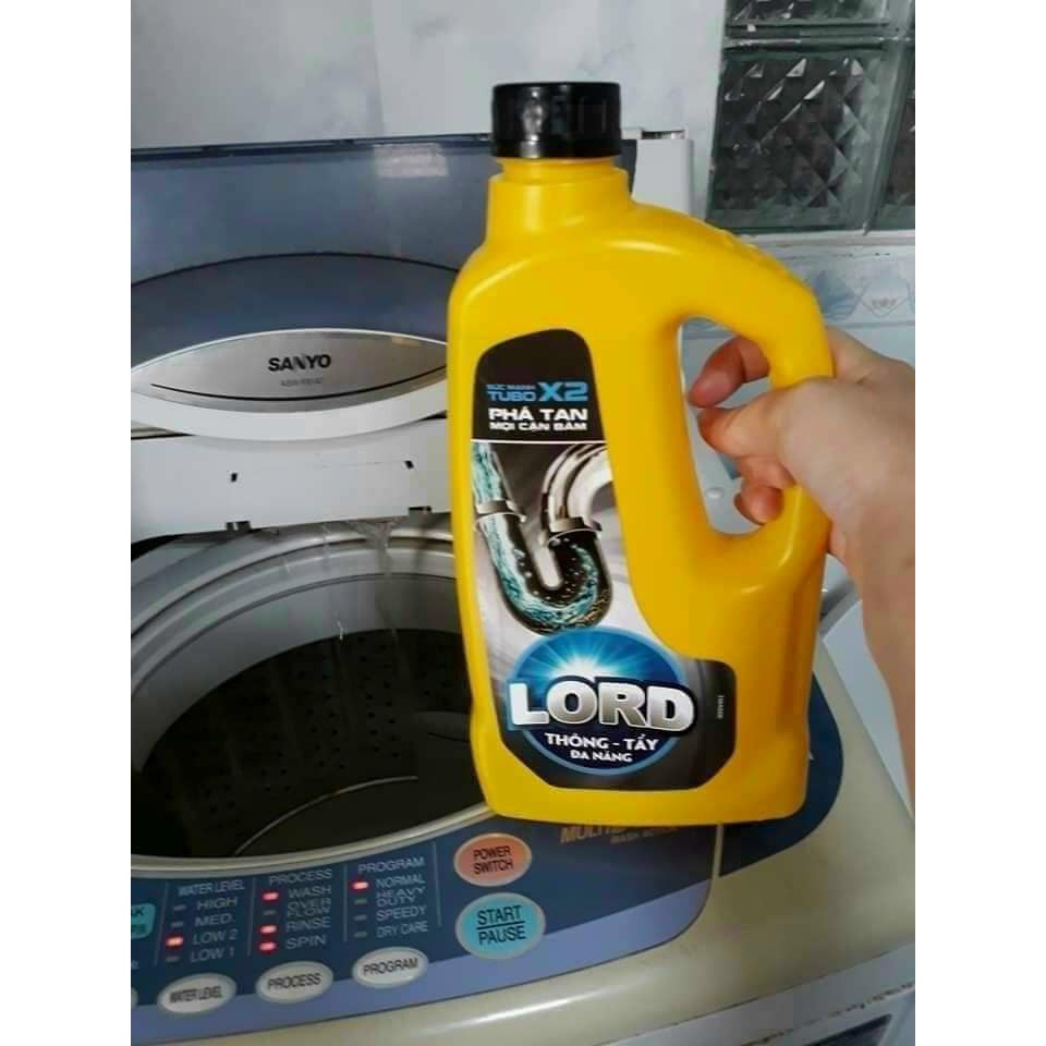 Chai nước thông tẩy đa năng LORD 1kg siêu thông tắc phá tan mọi cặn bám vệ sinh bồn inox lồng máy giặt