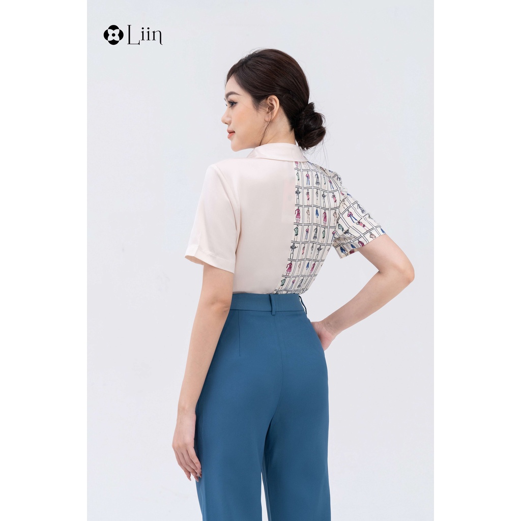 Áo sơ mi cổ đức linbi thiết kế mix họa tiết kiểu dáng năng động, thời thượng liin clothing SM4440