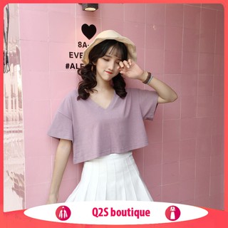 Áo Croptop Cổ Tim Vàng Mustard Basic DÁNG SUÔNG NGẮN