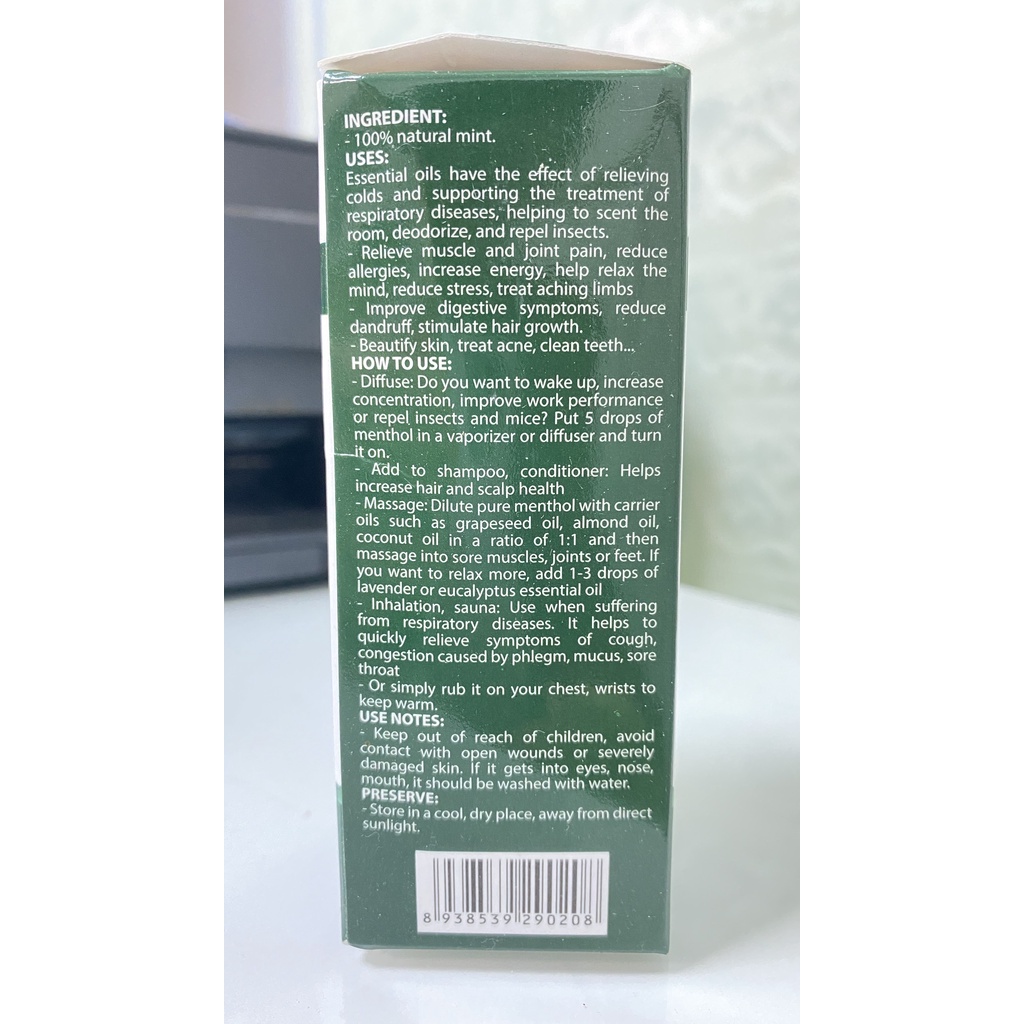 Tinh dầu bạc hà 30ml chiết xuất từ tinh dầu bạc hà tự nhiên