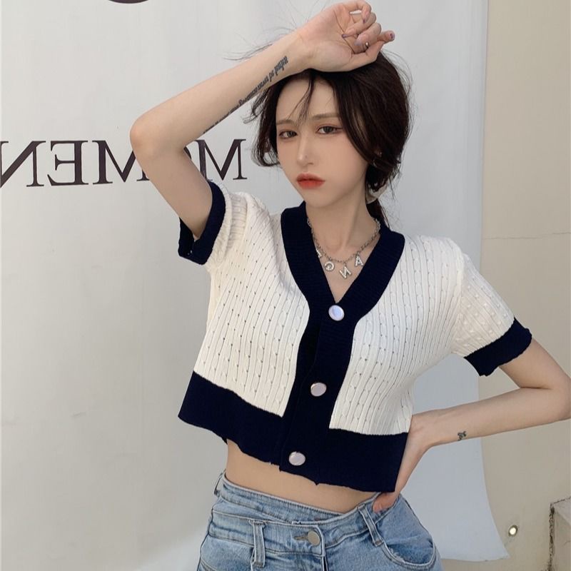 Áo cardigan BH tay ngắn bằng vải lụa lạnh mỏng thời trang mùa hè sành điệu cho nữ 2021
