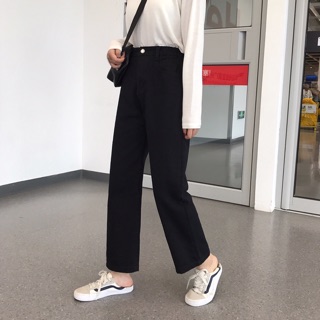 [Có sẵn+ảnh thật] Quần ống rộng khaki basic mẫu 2021