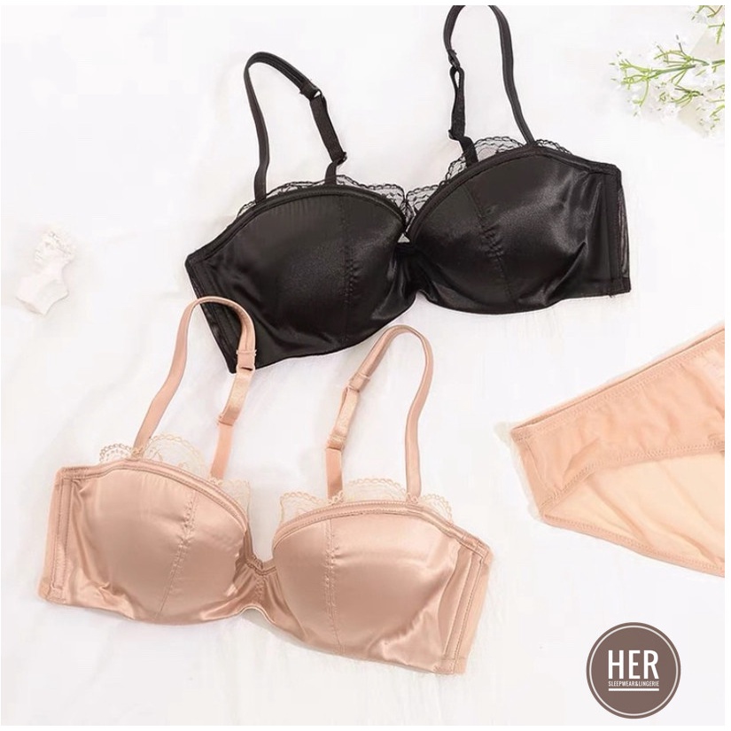 Bộ Đồ Lót Nữ Satin Đệm Mỏng Có Gọng Cao Cấp - Bộ Nội Y Quyến Rũ - Her Sleepwear | BigBuy360 - bigbuy360.vn