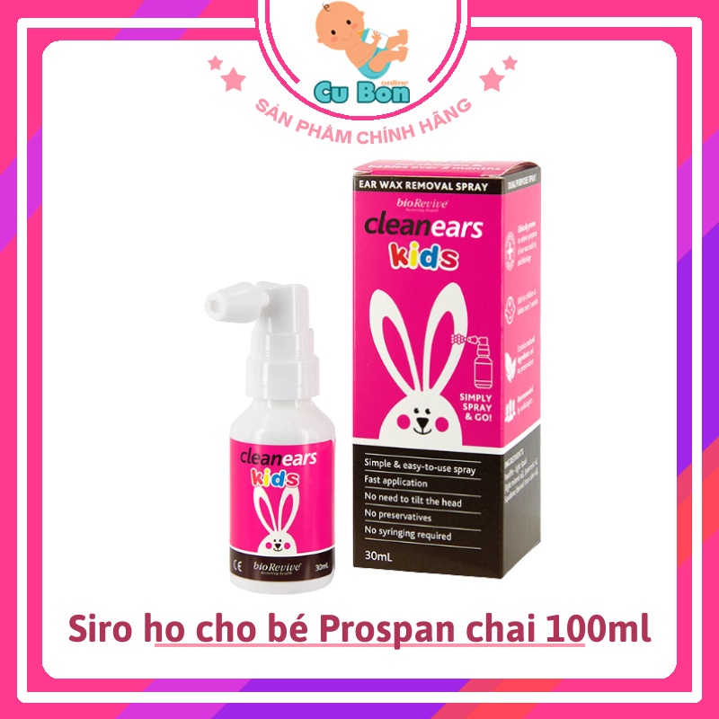 Xịt ráy tai cho bé Clean Ears Kids của  Úc 30ml giúp lấy ráy tai làm tan ráy tai cho bé từ 2 tháng tuổi trở lên