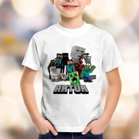 Áo thun trẻ em Minecraft in tại shop  - giá tốt nhât