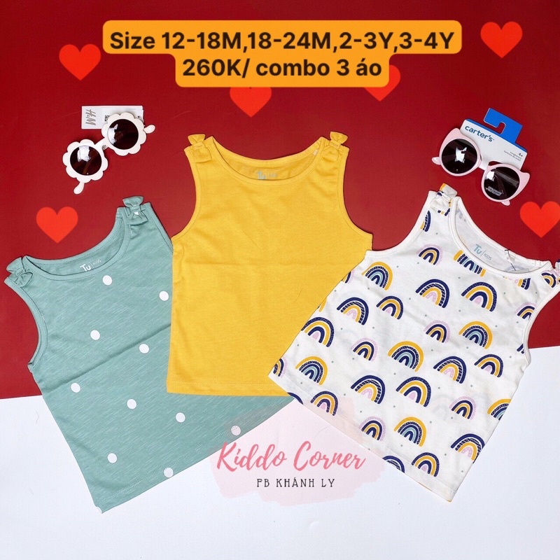 [KIDDO] Set hè bé gái ba lỗ chất liệu cotton mềm mịn, không thấm mồ hôi, nhãn hiệu Tu Clothing cực đẹp ❤️