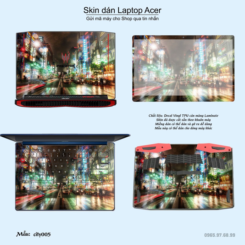 Skin dán Laptop Acer in hình thành phố (inbox mã máy cho Shop)