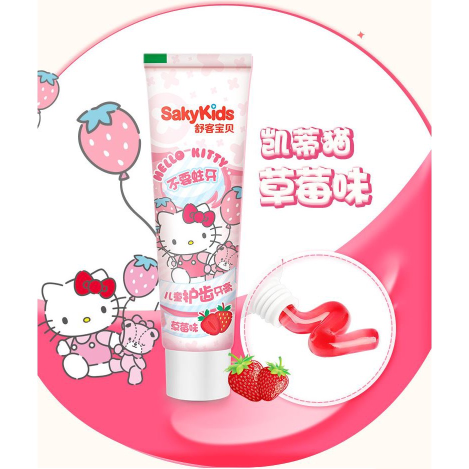 [2-12 Tuổi] Kem Đánh Răng Trẻ Em Vị Cam/ Dâu Hello Kitty Santori Chăm Sóc Răng Miệng Nướu - DISI