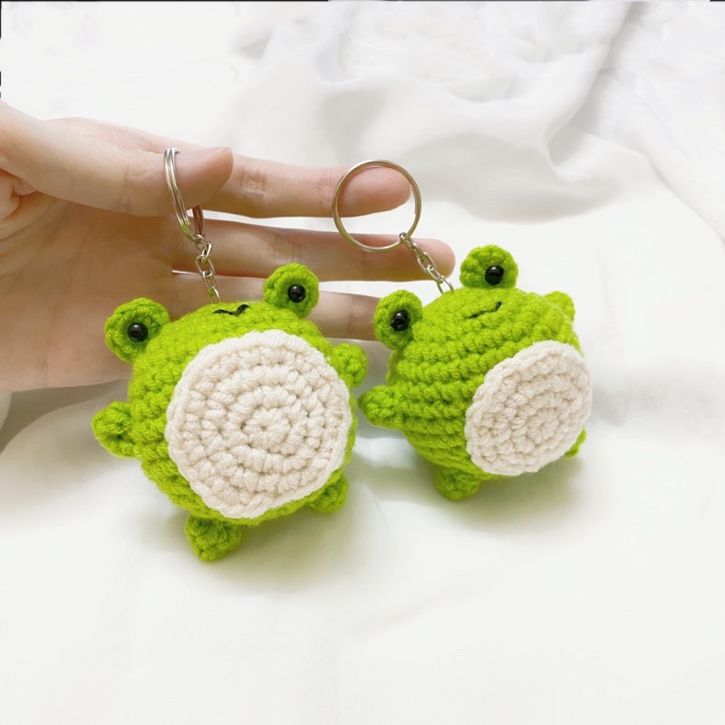 Móc khoá len Ếch xanh len cotton - len nhung