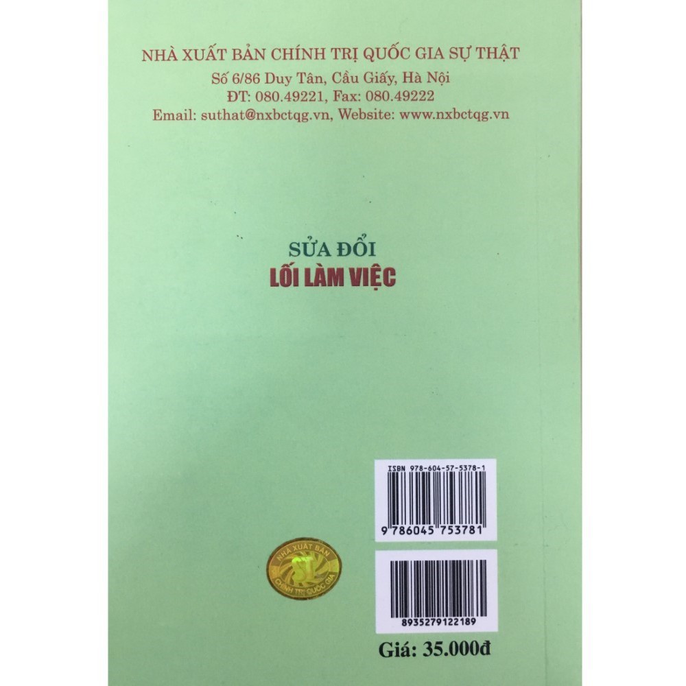 [Mã BMLT35 giảm đến 35K đơn 99K] [Sách] Sửa đổi lối làm việc | BigBuy360 - bigbuy360.vn