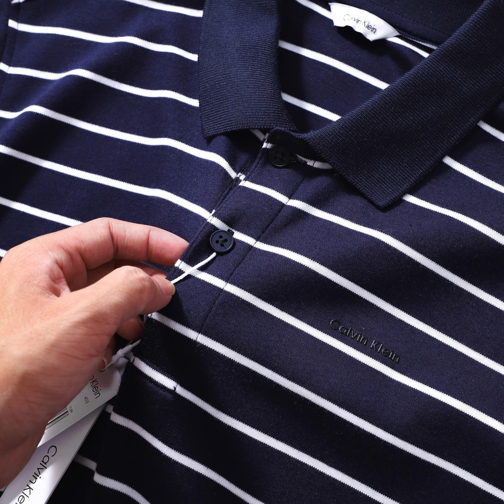 Áo Thun Nam Polo Tay Ngắn CK có cổ Sọc Ngang Cao Cấp 2 Màu Hàng Xuất Xịn