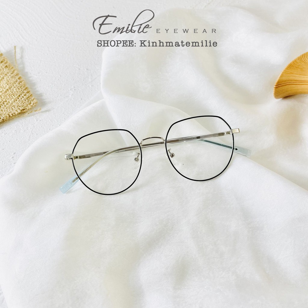 Kính gọng mảnh tròn bầu nam nữ Emilie eyewear chất liệu kim loại phụ kiện thời trang 9119