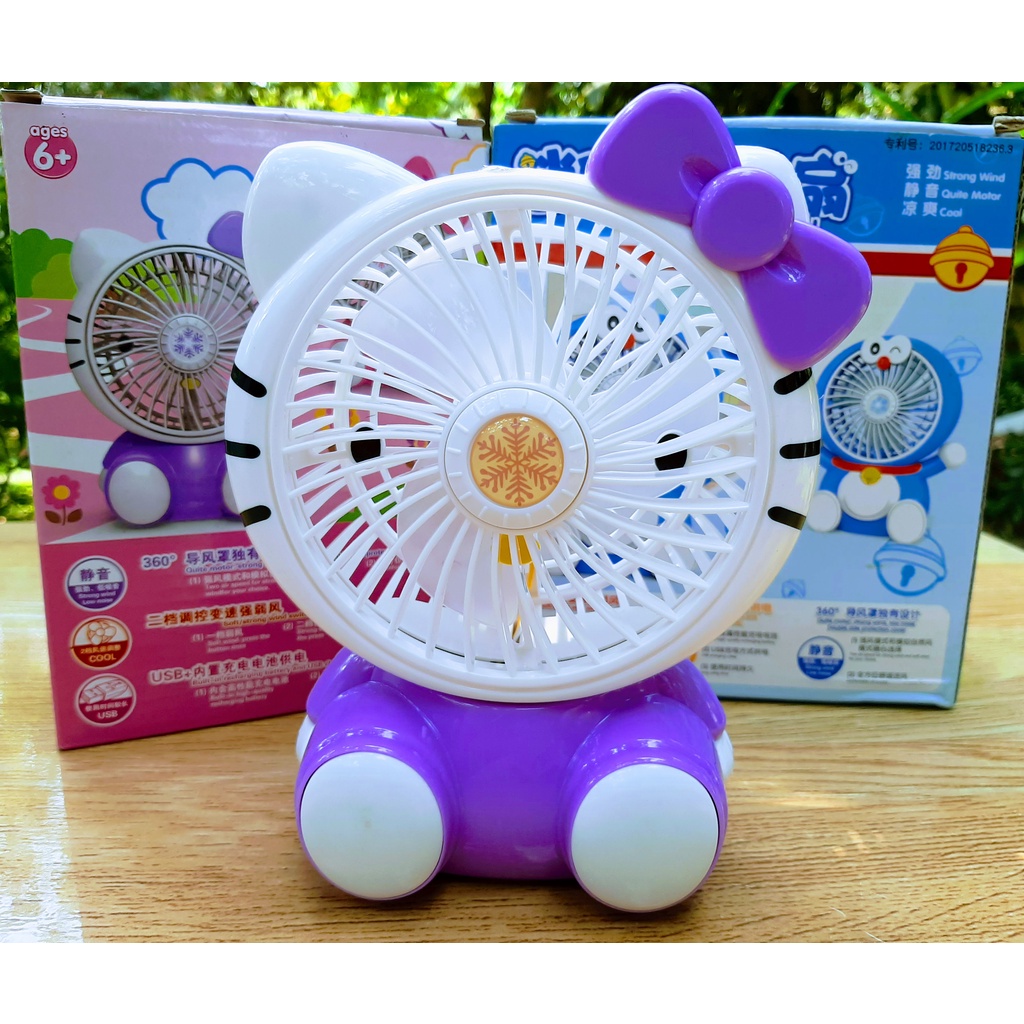 Quạt Sạc Mini Tích Điện Hello Kitty.