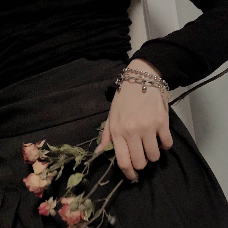 Vòng tay bằng thép titan phong cách hip hip Hàn Quốc thời trang cá tính