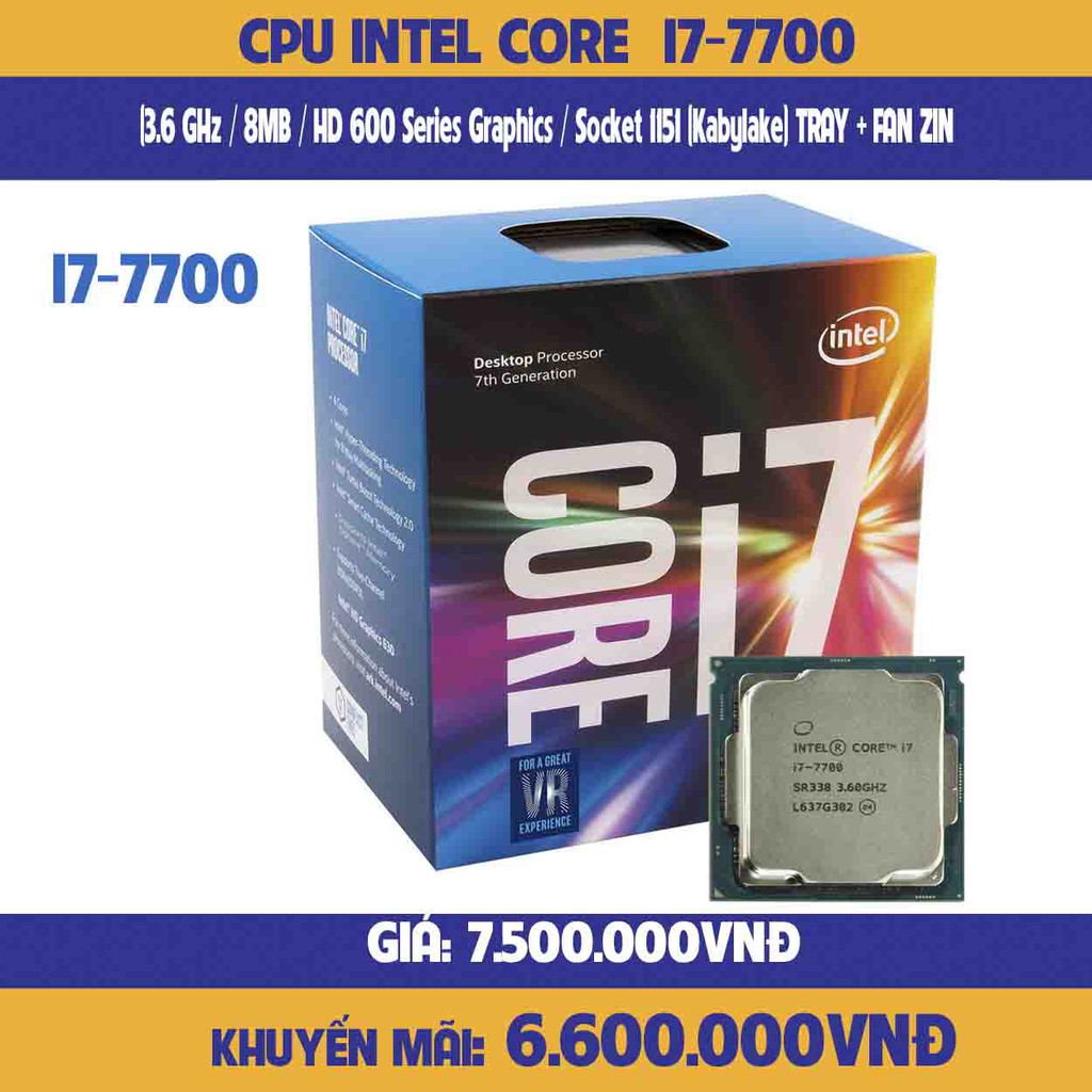 CPU Intel Core i7-7700 3.6 GHz / 8MB / HD 600 Series Graphics / Socket 1151 (Kabylake) TRAY + FAN ZIN