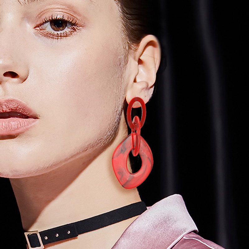 Bông Tai Acrylic Dáng Dài Mặt Hình Học Nhiều Màu Sắc Thời Trang Cho Nữ