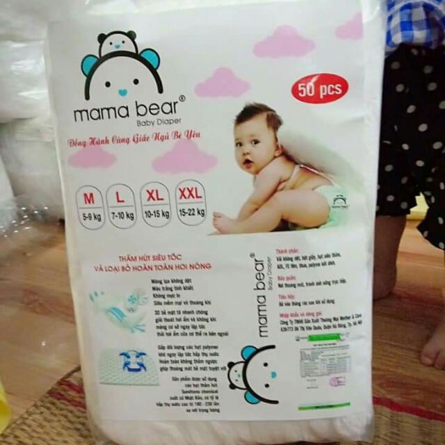 Combo 50 bỉm quần trần cao cấp mamabear M/L/Xl/Xxl