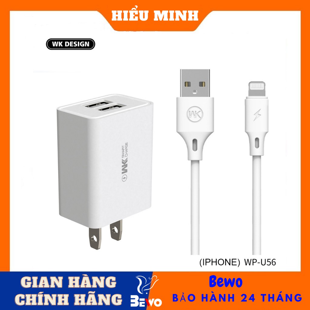 Bộ sạc nhanh WP-U56 10w, hai cổng usb, có kèm dây cáp, Hiểu Minh Store