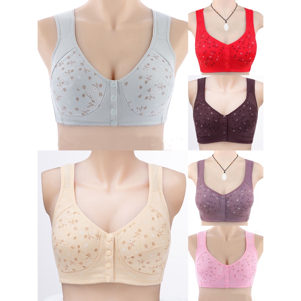 Áo Ngực Nữ Cotton Mềm Cup Lớn Cài Nút Trước Ngực Không Có Vòng Thép
