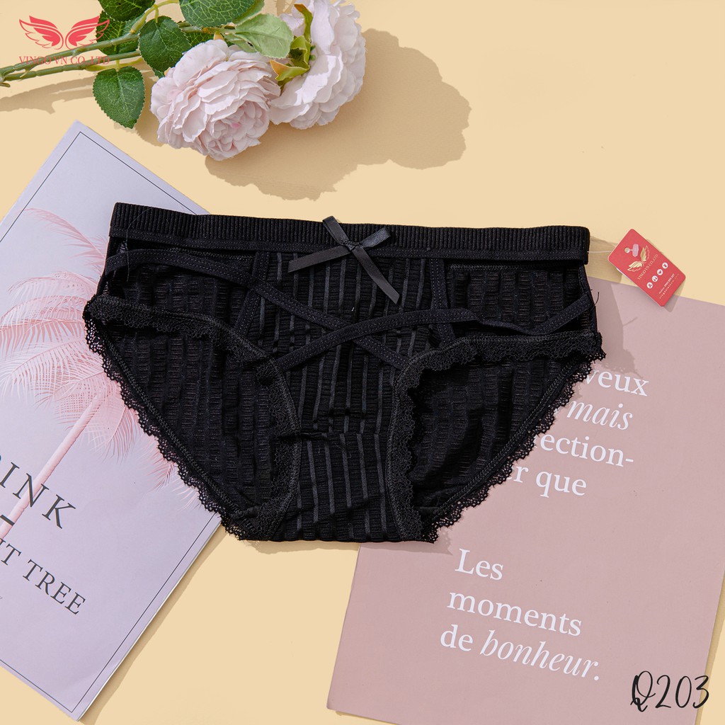 VINGO Quần Lót Nữ Dây Đan Chéo Chất Ren Gân Thấm Hút Kháng Khuẩn Q203 VNGO | BigBuy360 - bigbuy360.vn