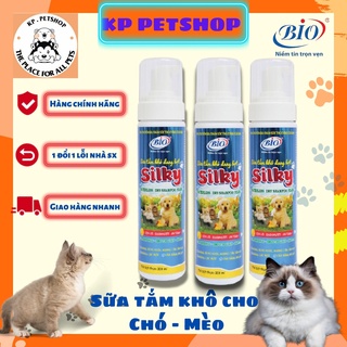 SỮA TẮM  CHO CHÓ MÈO - BIO SILKY 200ML ( Tắm khô dạng Bọt )