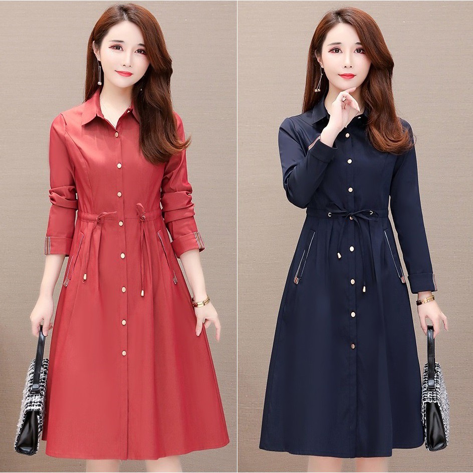 Đầm full size sơ mi cổ đức