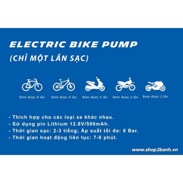 Bơm lốp xe 2 bánh dùng pin sạc Lithium Michelin 12320