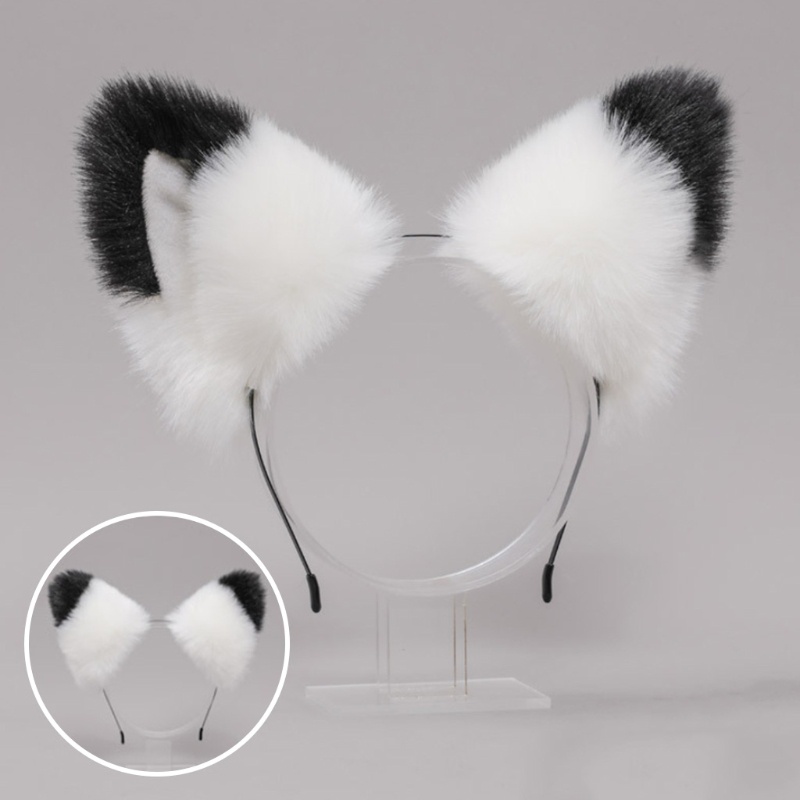 Băng Đô Tai Mèo Phối Lông Hóa Trang Halloween