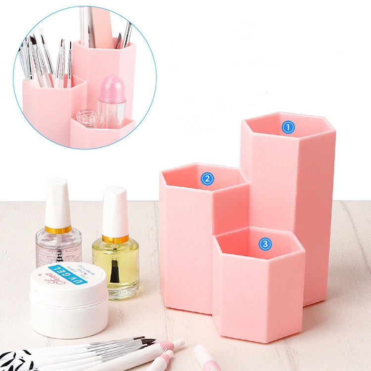 Hộp đựng bút/son môi/đồ trang điểm hình lục giác thiết kế đa năng xinh xắn