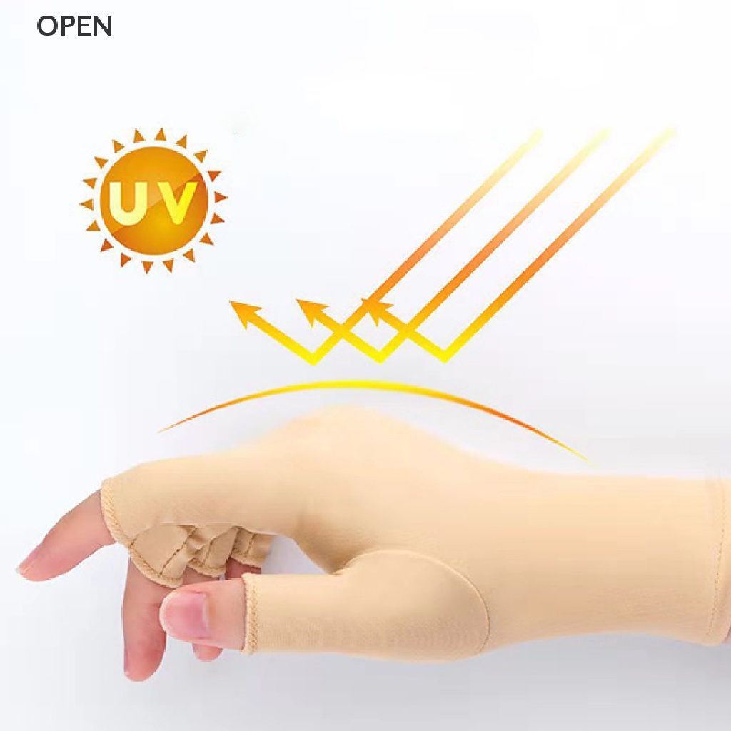 op 1 Pair New Soft And Light Fingerless Anti UV Radiation Protection Gloves Onesize my