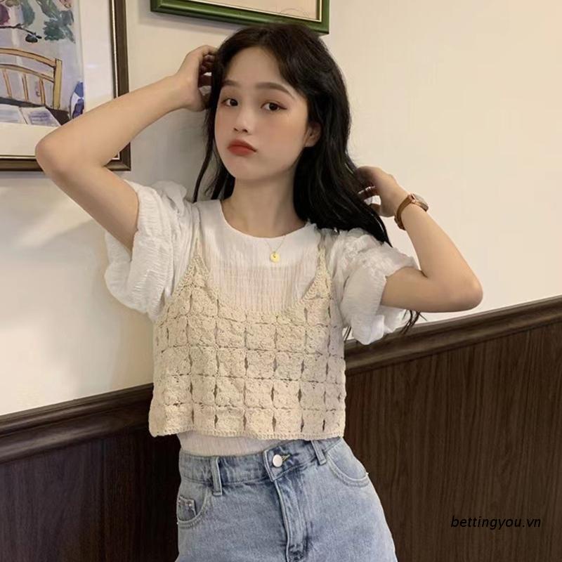 Áo Len Đan Móc Không Tay Phong Cách Boho Dành Cho Nữ