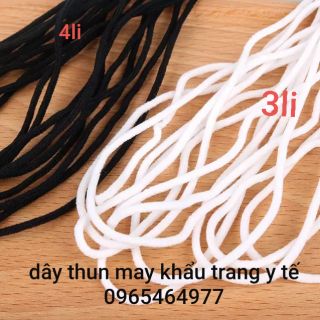 10 mét dây thun may khẩu trang đen và trắng
