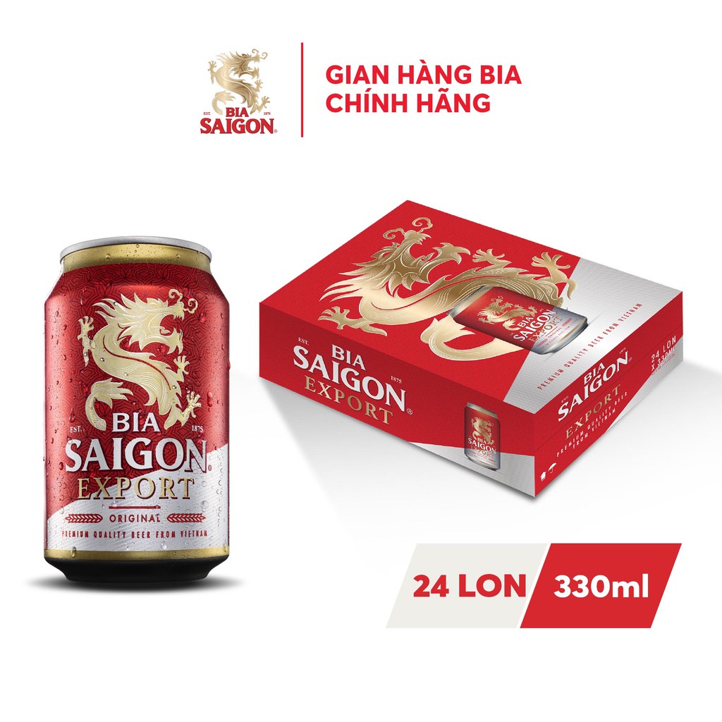 Thùng 24 lon bia SÀI GÒN EXPORT - SABECO - 330ml/lon