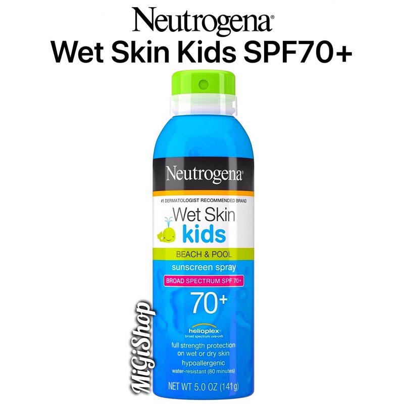 [Hàng Mỹ] Xịt Chống Nắng Trẻ Em Neutrogena Wet Skin Kids Suncreen Spray SPF70+ 141g