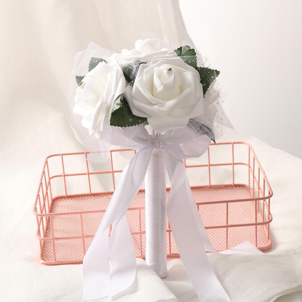 CONOPERY Bó Hoa Cầm Tay Bằng Lụa Phối Ren Lãng Mạn Cho Cô Dâu